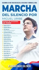 Colombia marchará en silencio este domingo en respaldo a Miguel Uribe y en rechazo a la violencia